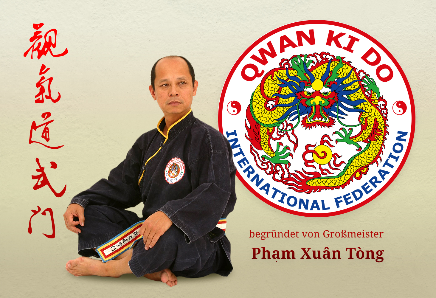 Bild vom Thày Chuong Môn PHAM Xuân Tong und dem Qwan Ki Do Logo